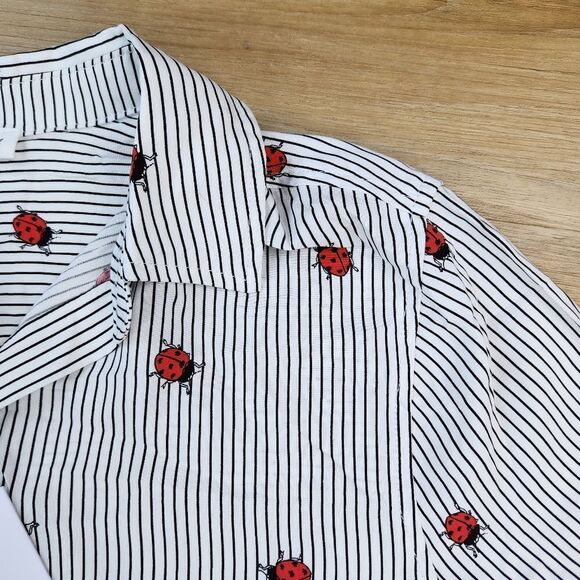 ☔️🔸️NWT Jane & Delancey Striped Ladybug Adjustable Long Sleeve Top Small - Picture 5 of 10